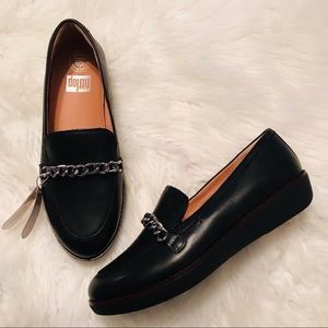 Fitflop Paige Chain loafers black leather new without box size 8.5